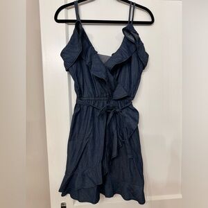 Dollhouse denim ruffle faux wrap mini dress medium